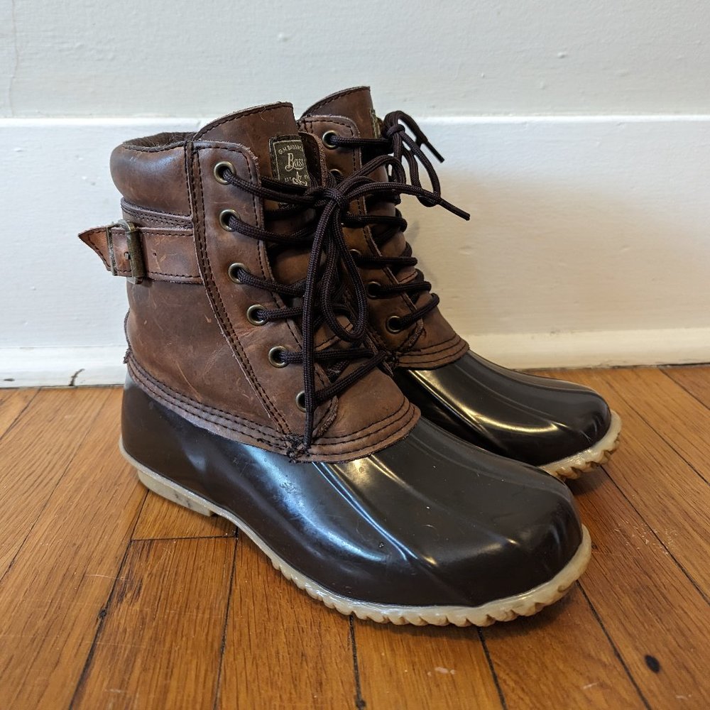 BASS Harlequin Leather and Rubber Duck Boots Women's Size 7M